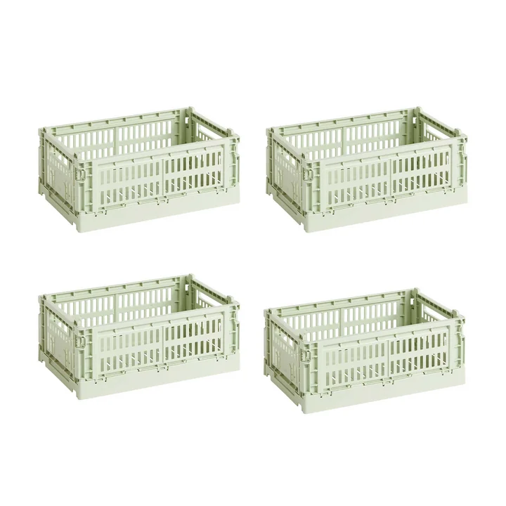 HAY - Colour Crate Korb S, 26,5 x 17 cm, mint, recycled (4er Set)