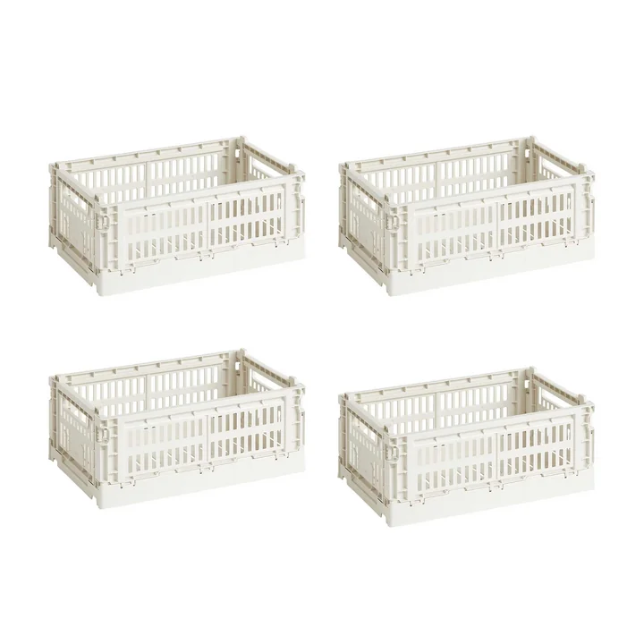 HAY - Colour Crate Korb S, 26,5 x 17 cm, off white, recycled (4er Set)