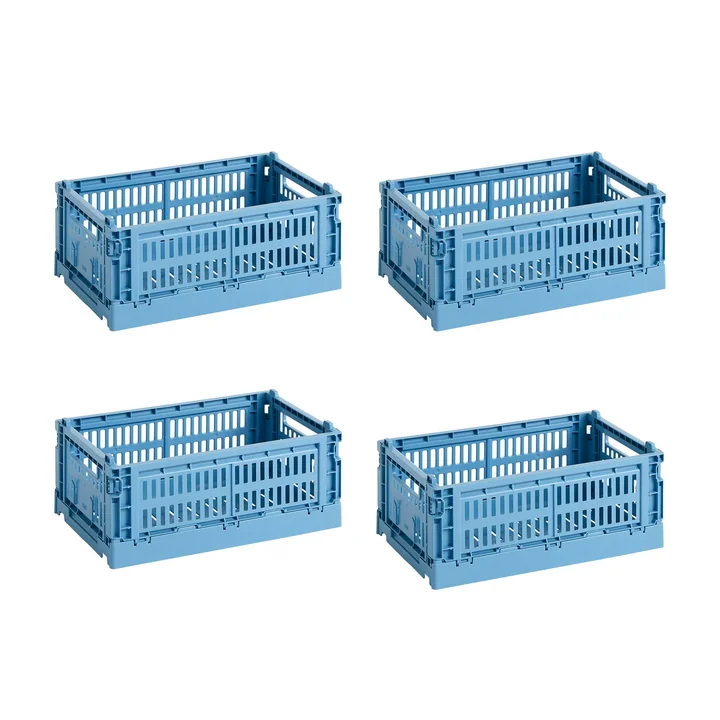 HAY - Colour Crate Korb S, 26,5 x 17 cm, sky blue, recycled (4er Set)