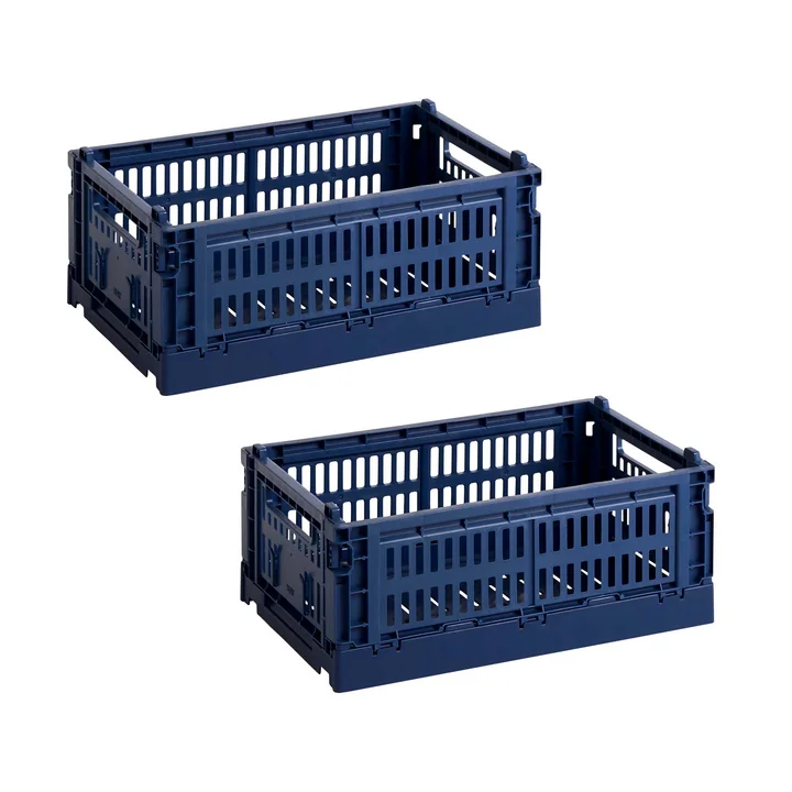 HAY - Colour Crate Korb S, 26,5 x 17 cm, dark blue, recycled (2er Set)