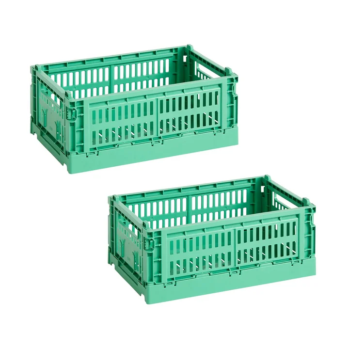 HAY - Colour Crate Korb S, 26,5 x 17 cm, dark mint, recycled (2er Set)