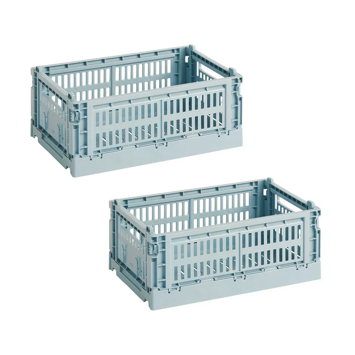 HAY - Colour Crate Korb S, 26,5 x 17 cm, dusty blue, recycled (2er Set)