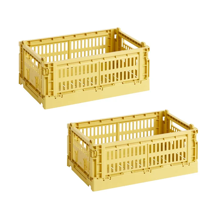 HAY - Colour Crate Korb S, 26,5 x 17 cm, dusty yellow, recycled (2er Set)