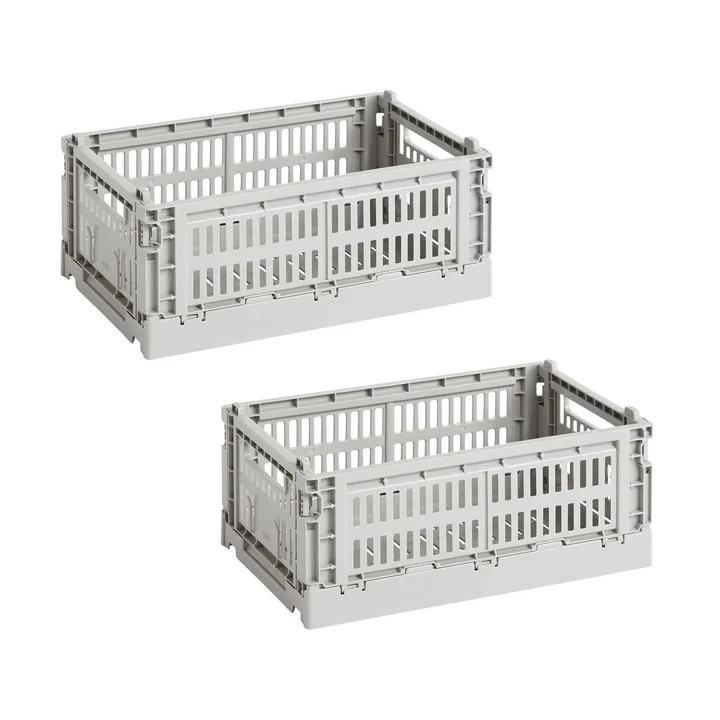 HAY - Colour Crate Korb S, 26,5 x 17 cm, light grey, recycled (2er Set)