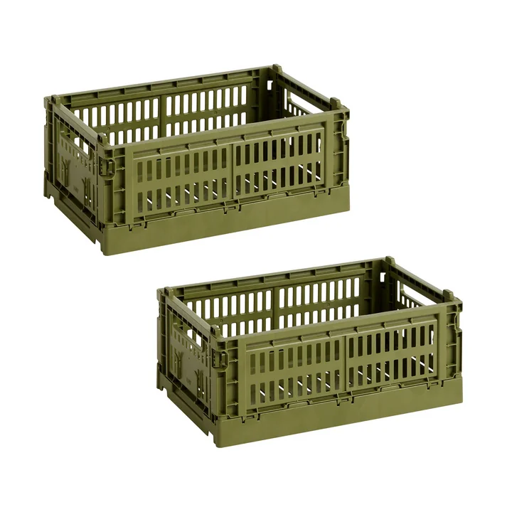 HAY - Colour Crate Korb S, 26,5 x 17 cm, olive, recycled (2er Set)