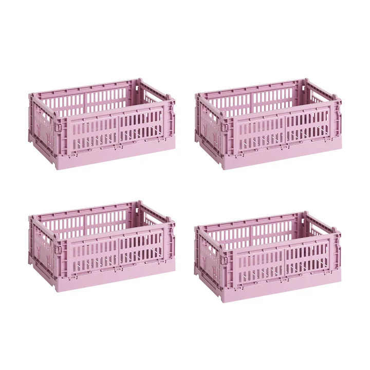 HAY - Colour Crate Korb S, 26,5 x 17 cm, dusty rose, recycled (4er Set)