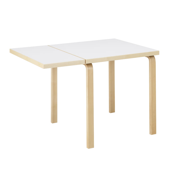 Artek - Aalto DL81C klappbarer Esstisch, H x L 74 x 79 / 112,5 cm, weiß