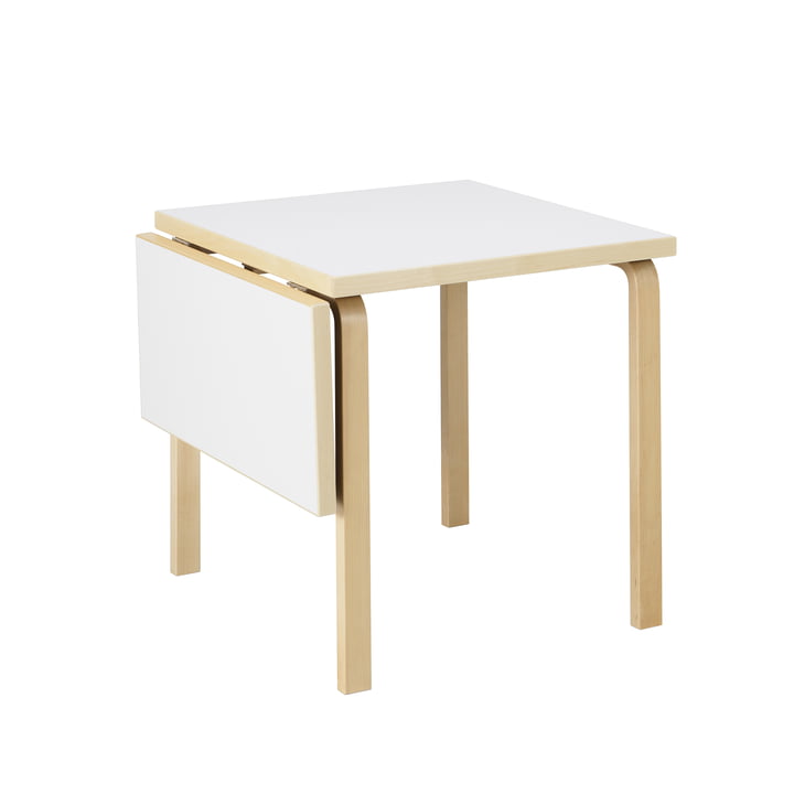 Artek - Aalto DL81C klappbarer Esstisch, H x L 74 x 79 / 112,5 cm, weiß