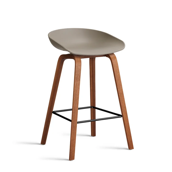 HAY - About A Stool AAS 32 H 75 cm, Walnuss lackiert / Stahl schwarz / khaki 2.0 