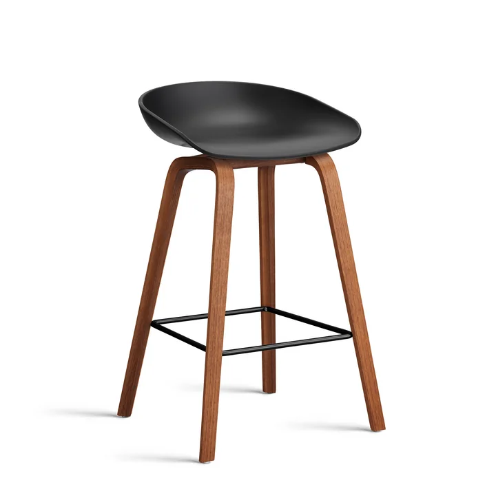 HAY - About A Stool AAS 32 H 75 cm, Walnuss lackiert / Stahl schwarz / black 2.0 