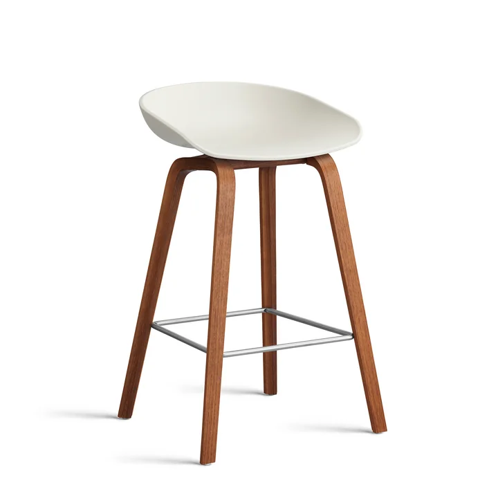 HAY - About A Stool AAS 32 H 75 cm, Walnuss lackiert / Edelstahl / melange cream 2.0 