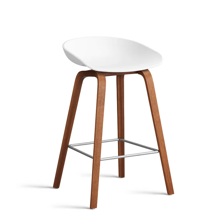 HAY - About A Stool AAS 32 H 75 cm, Walnuss lackiert / Edelstahl / white 2.0 