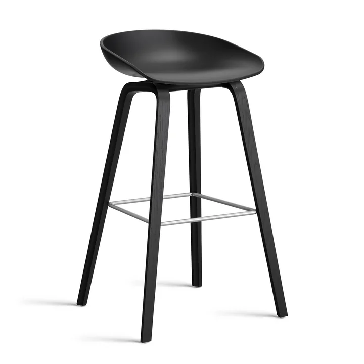 HAY - About A Stool AAS 32 H 85 cm, Eiche schwarz lackiert / Edelstahl / black 2.0 