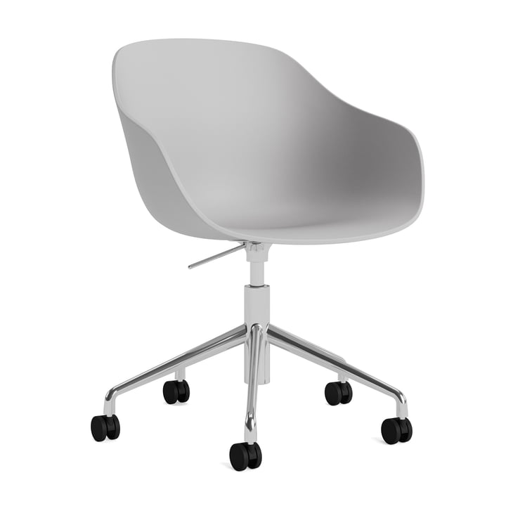 Hay - About A Chair AAC 252 mit Gaslift, Aluminium poliert / concrete grey 2.0