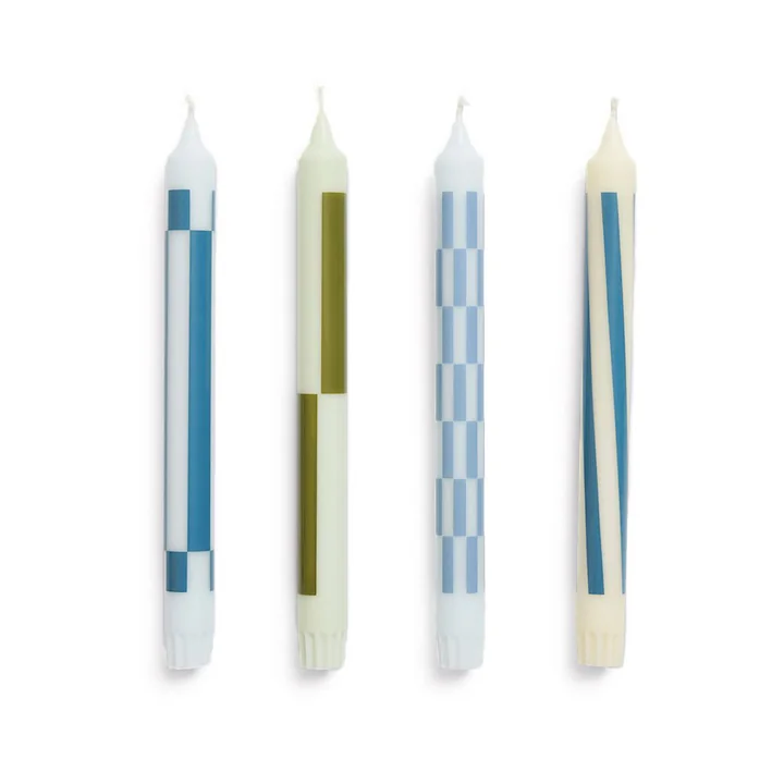 HAY - Pattern Stabkerzen, H 24 cm, green / blue (4er-Set)