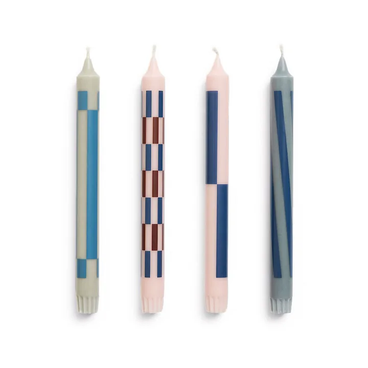HAY - Pattern Stabkerzen, H 24 cm, light pink / blue (4er-Set)