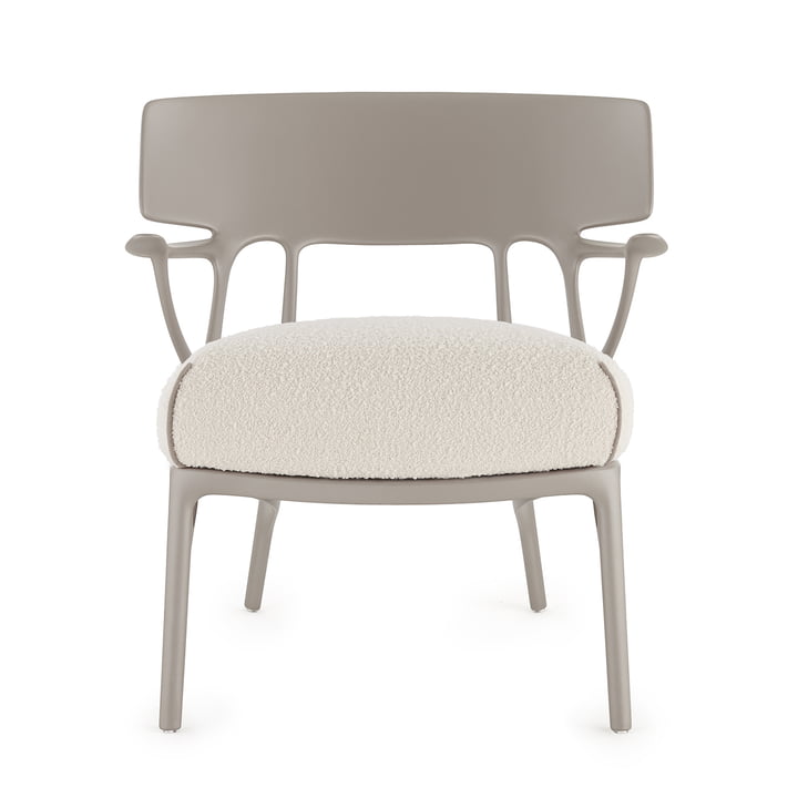 Kartell - A.I. Lounge Chair, grau / weiß (Stoff Bouclé Riccio)