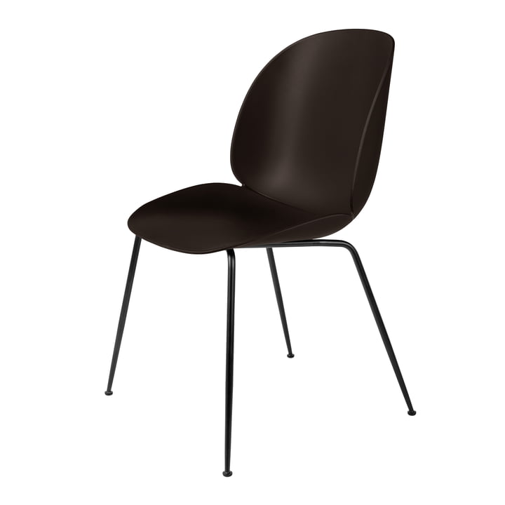 Gubi - Beetle Dining Chair, Conic Base schwarz / mocha brown