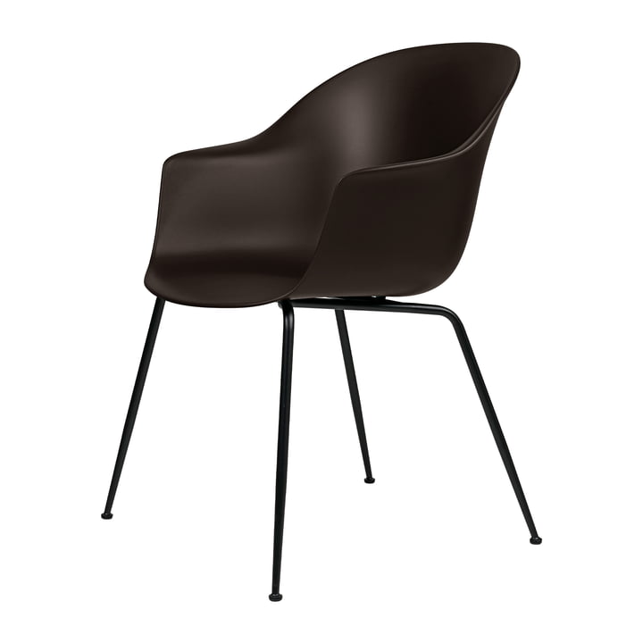 Gubi - Bat Dining Stuhl, Base schwarz / mocha brown