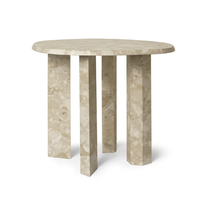 Ferm Living - Taula Beistelltisch, H 45 x Ø 54,4 cm, Marmor, sand
