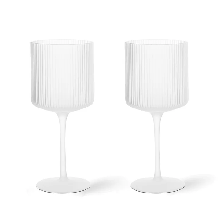 Ferm Living - Ripple Rotweinglas, frosted (2er-Set)