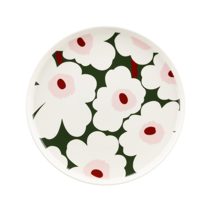 Marimekko - Oiva Unikko Teller, Ø 25 cm, grün / pink 