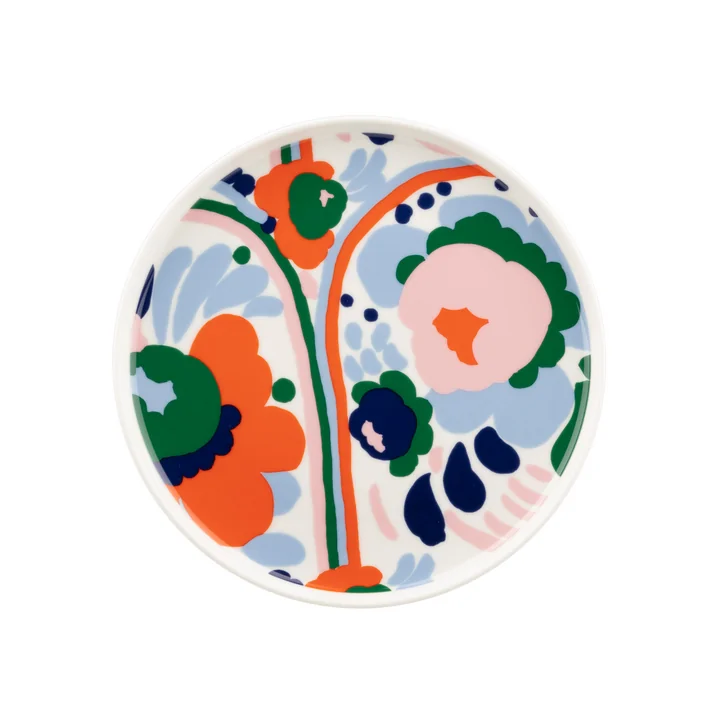 Marimekko - Oiva Karuselli Teller, Ø 20 cm, weiß / dunkelblau / orange / rosa