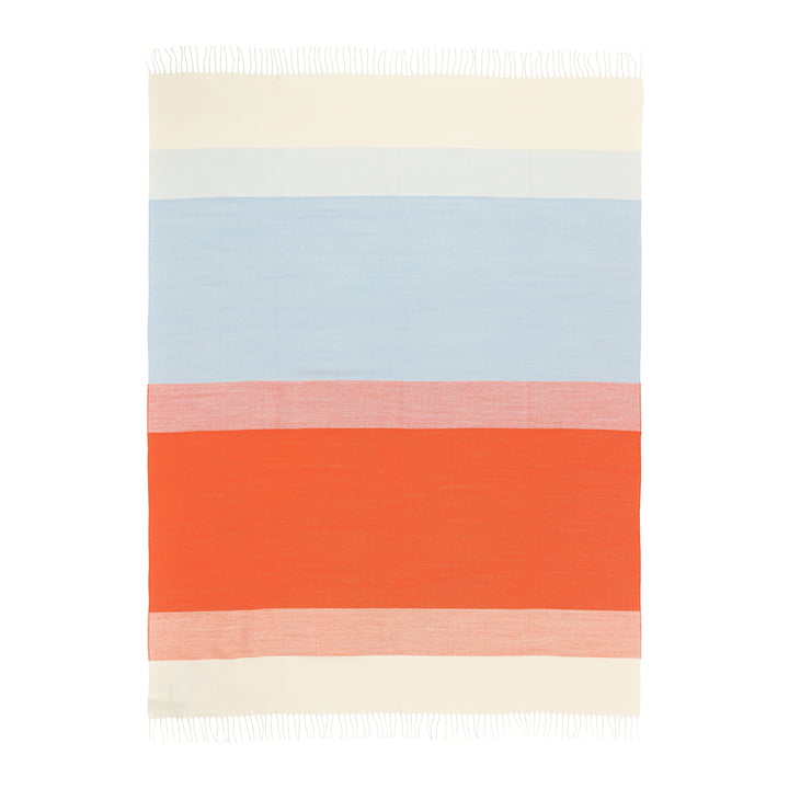 Marimekko - Hennika Decke, 120 x 180 cm, orange / weiß / hellblau