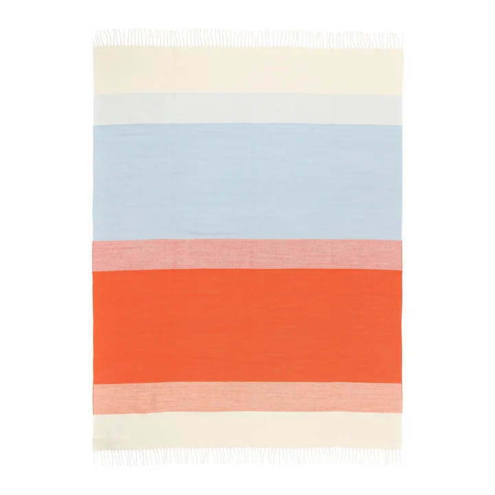Marimekko - Hennika Decke, 120 x 180 cm, orange / weiß / hellblau