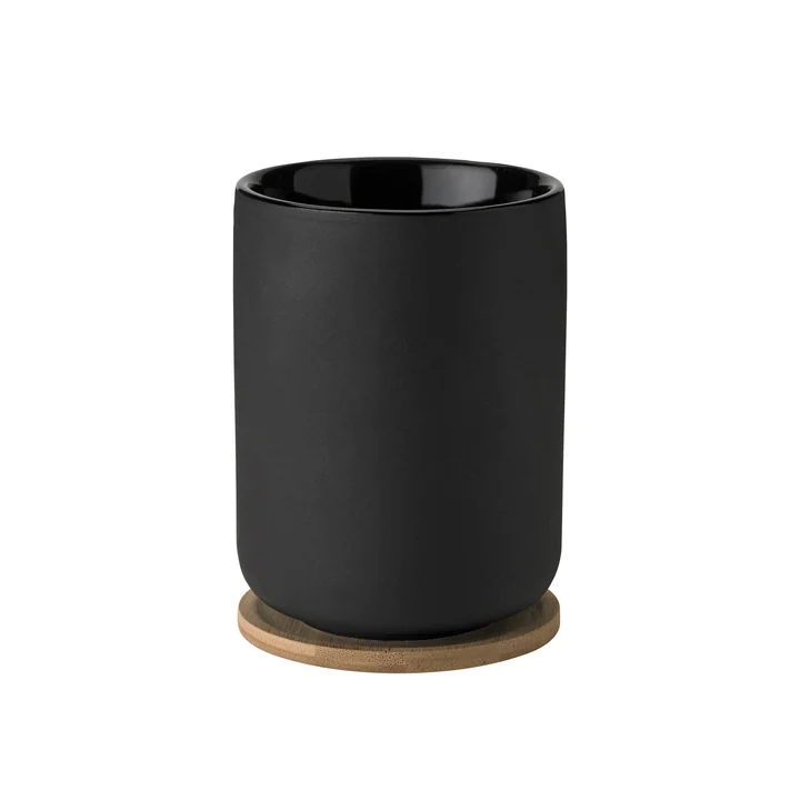 Stelton - Theo Thermo-Teebecher mit Untersetzer, 0,25 l, schwarz