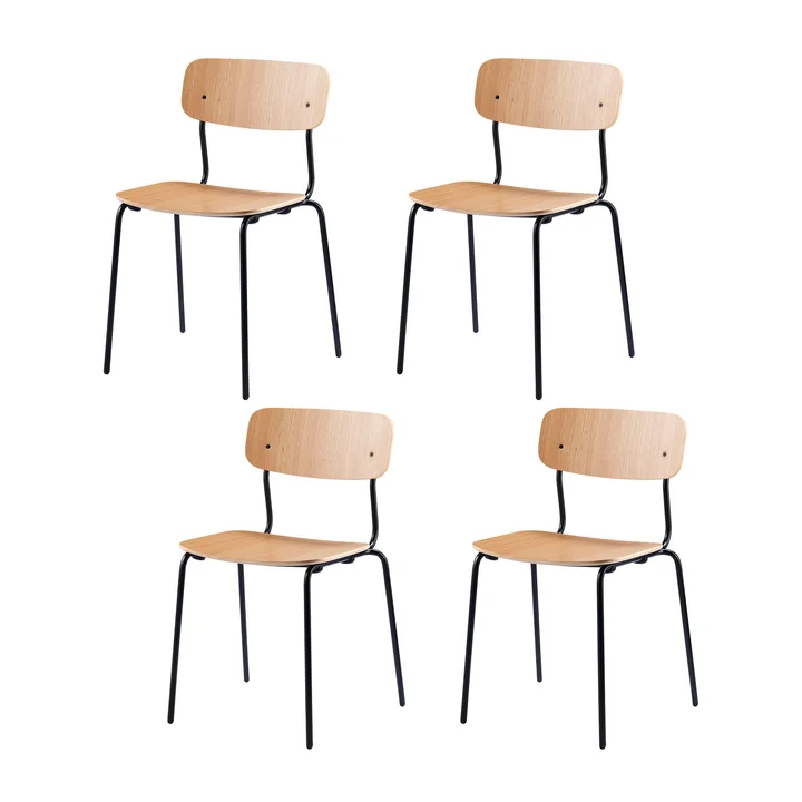 FDB Møbler - J182 Holmen Stuhl, schwarz / eiche (4er Set)