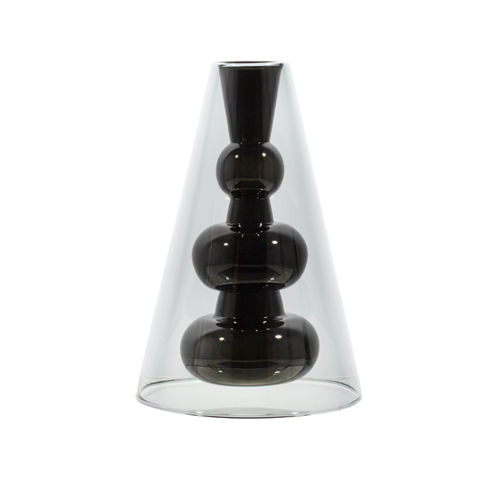 Tom Dixon - Bump Vase Cone, grau / schwarz