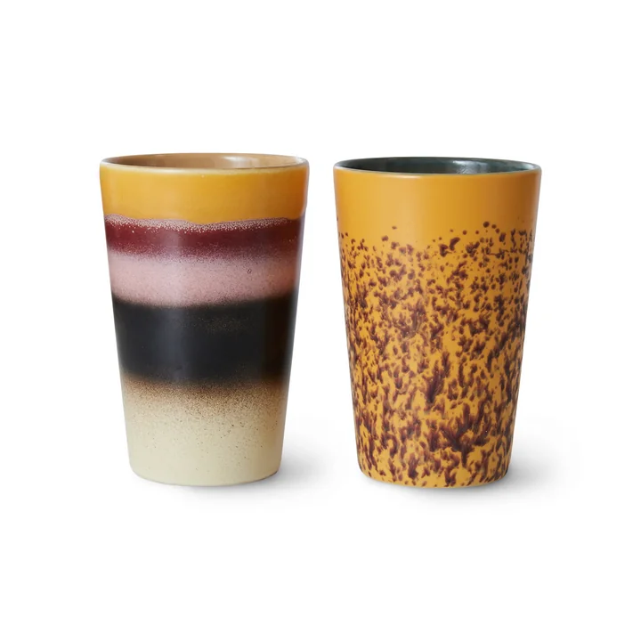 HKliving - 70's Teebecher, 460 ml, beach (2er-Set)