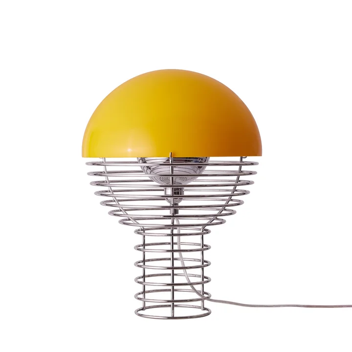 Verpan - Wire Tischleuchte Ø 30 cm, chrom / gelb
