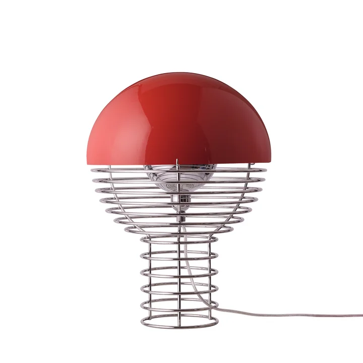 Verpan - Wire Tischleuchte Ø 30 cm, chrom / rot