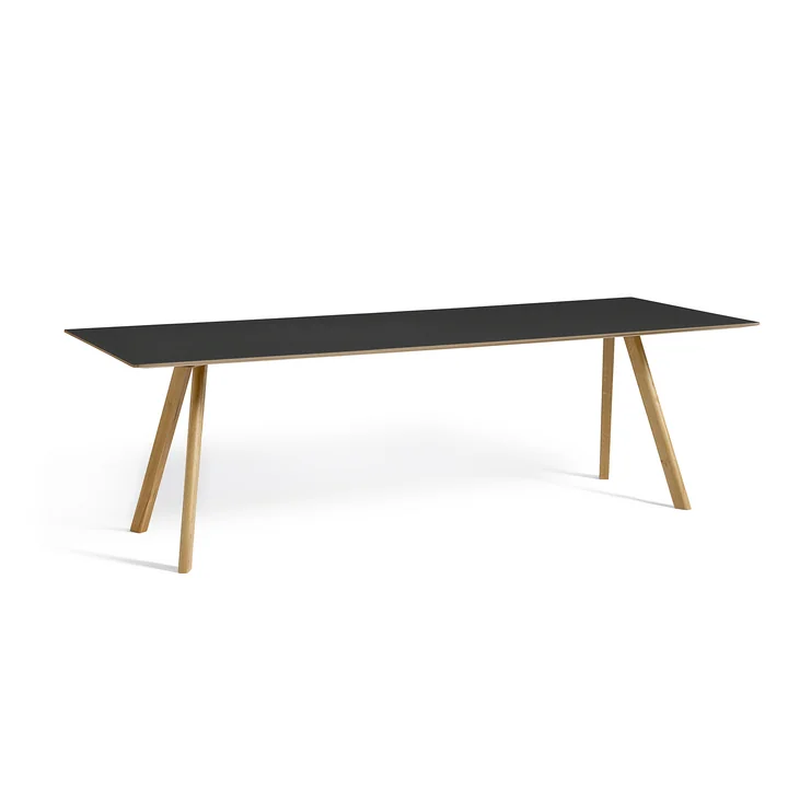 HAY - Copenhague CPH30 2.0 Esstisch 250 x 90 cm, Eiche lackiert / Linoleum schwarz