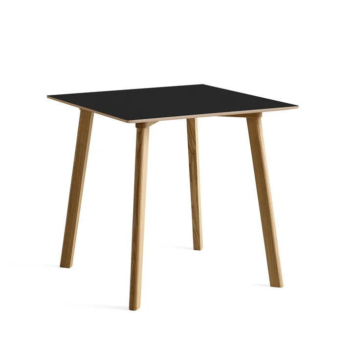 HAY - Copenhague CPH Deux 210 2.0 Esstisch 75 x 75 cm, Eiche matt lackiert / Laminat ink black