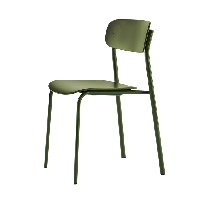 Thonet - S 243 Stuhl, olivgrün (RAL 6003) / Buche olivgrün gebeizt (nach RAL 6003) / Nieten schwarz