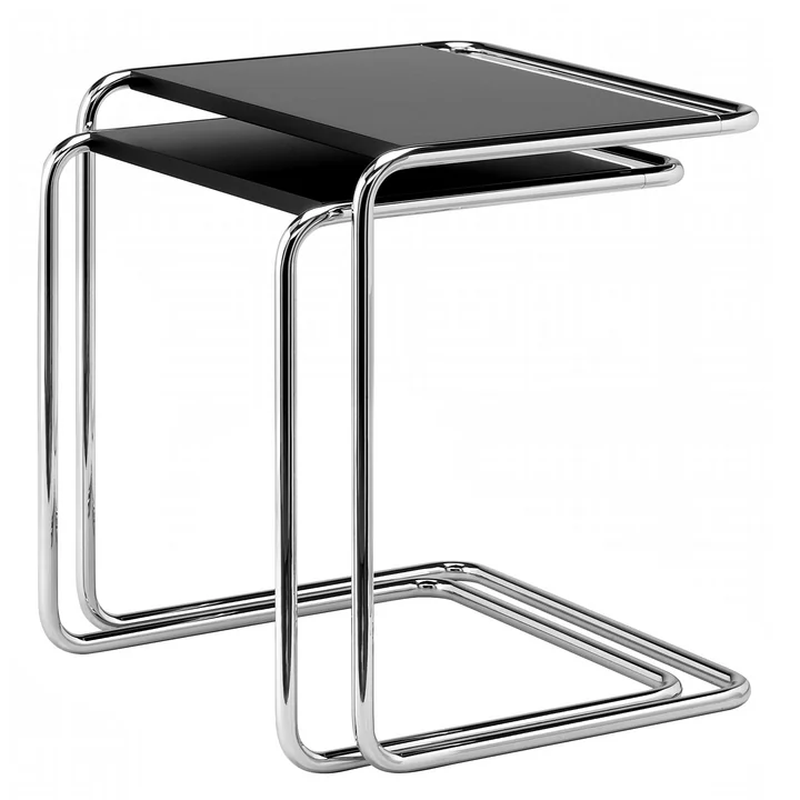 Thonet - B 97 Satztisch, Chrom / Buche schwarz gebeizt TP 29 (2er-Set)