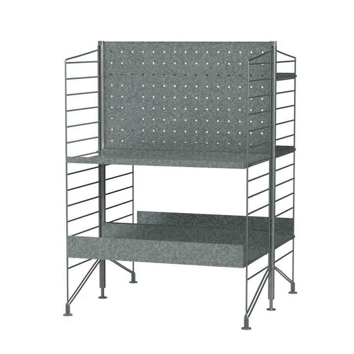 String - System Outdoor Standregal 58 x 85 x 60 cm, silber / galvanisiert