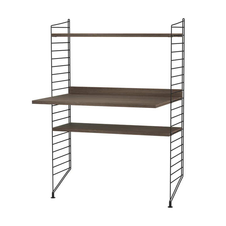 String - Arbeitsplatzkombination, 78 x 115 x 58 cm, Walnuss / schwarz