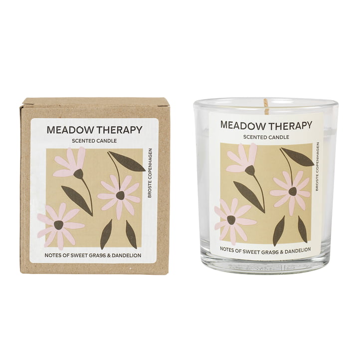 Broste Copenhagen - Meadow Therapy Duftkerze, Ø 7,4 x H 8,3 cm, weiß