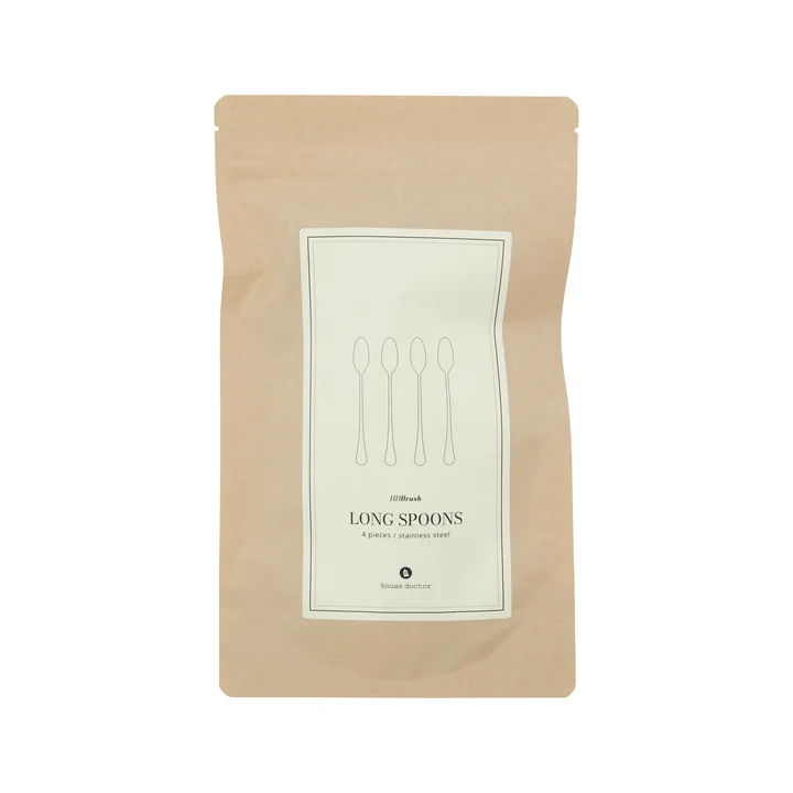 House Doctor - Brush Löffel, lang, silber-finish (4er-Set)