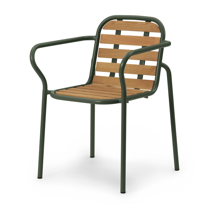 Normann Copenhagen - Vig Armlehnstuhl, dunkelgrün / robinie