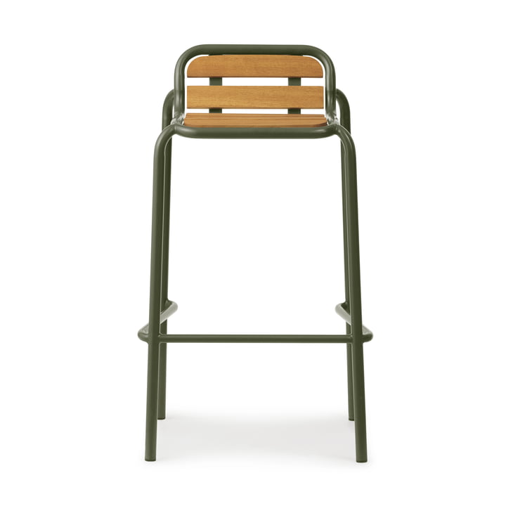 Normann Copenhagen - Vig Barstuhl, H 75 cm, dunkelgrün / robinie