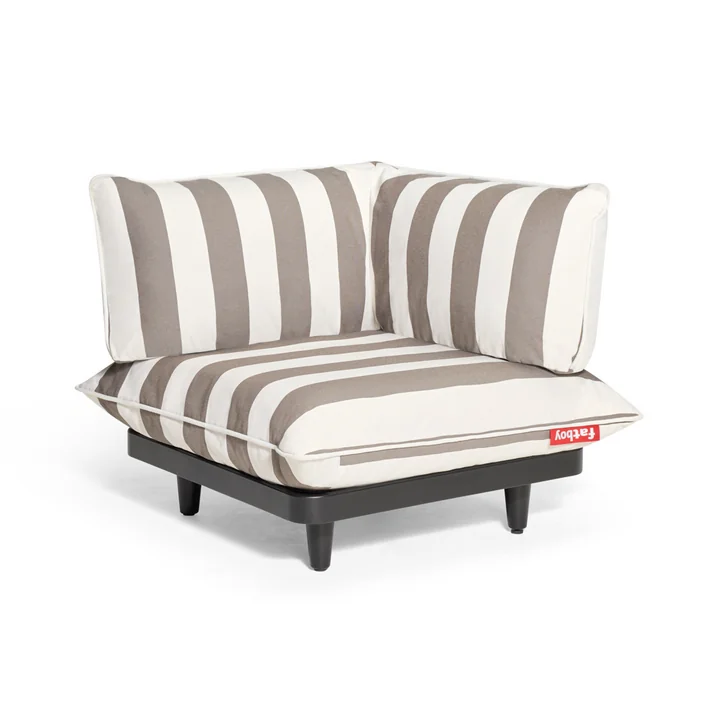 Fatboy - Paletti Outdoor-Sofa, Eckmodul, weiß / kakao gestreift