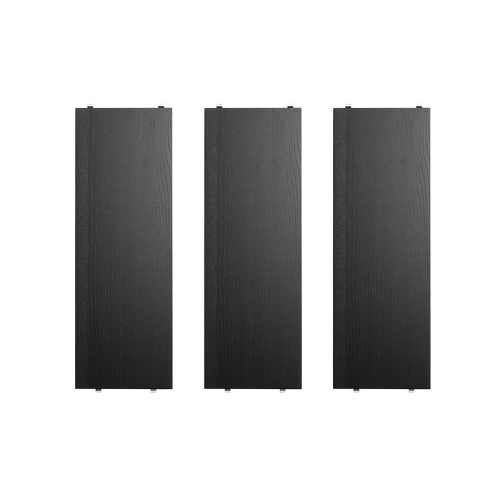 String - Regalboden 58 x 20 cm (3er-Pack), Esche schwarz gebeizt