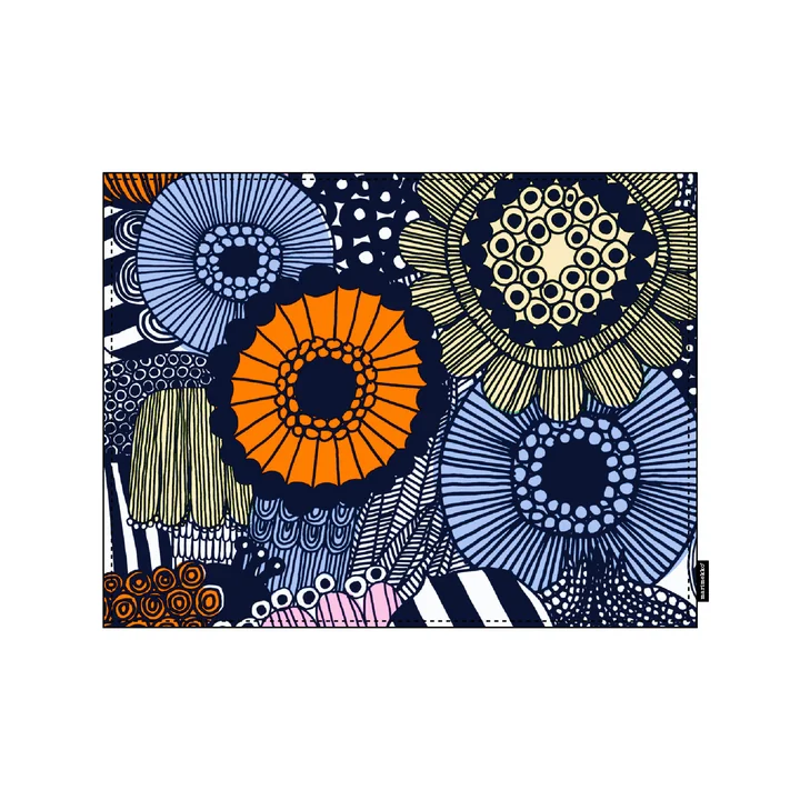 Pieni Siirtolapuutarha Tischset, 31 x 42 cm, weiß / hellgelb / orange / hellblau (Frühling/Sommer 2025) von Marimekko