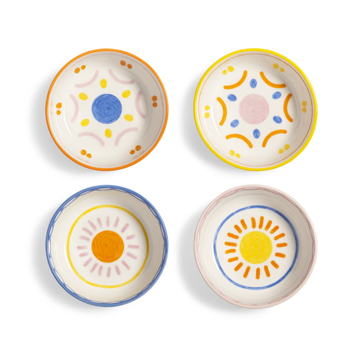 &klevering - Boavista Schale Ø 12,5 cm, weiß / blau / gelb (4er-Set)