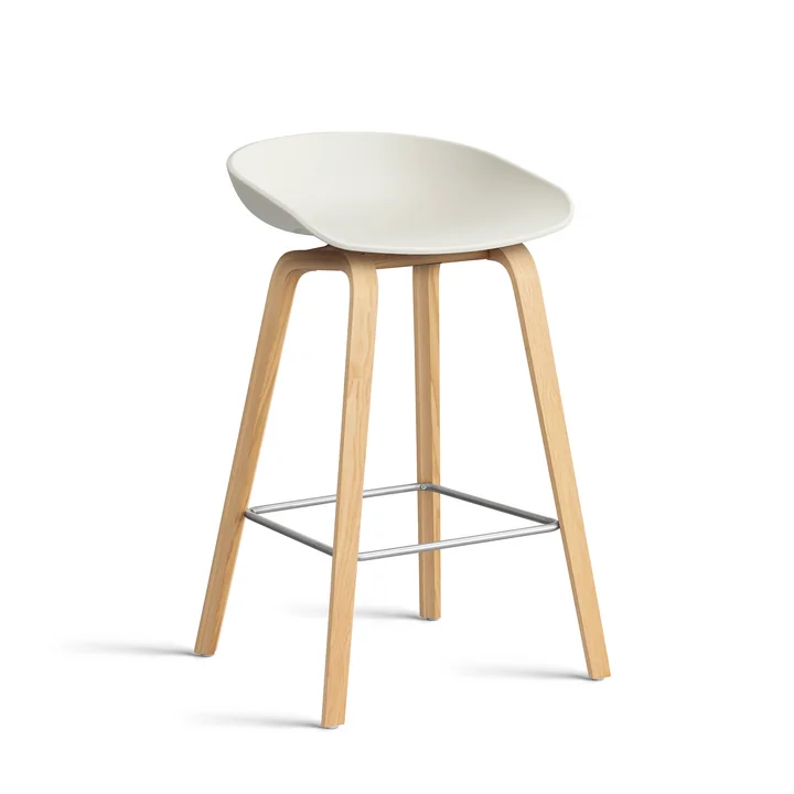 HAY - About A Stool AAS 32 H 65 cm, Eiche lackiert / Edelstahl / melange cream 2.0